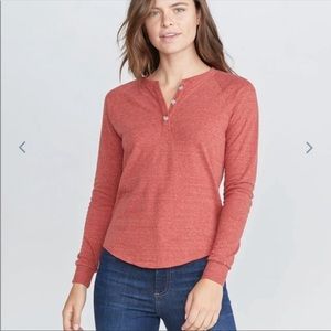 Marine Layer Red Double Knit Henley